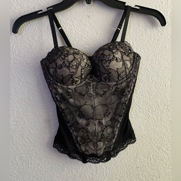 H&M Beaded Black Lace Bustier Bra Corset Top 6 - Picture 2 of 13